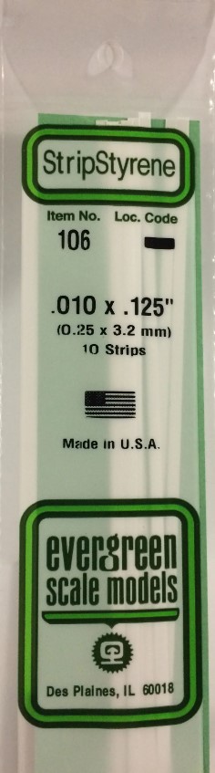 Listello polistirene 0.25x3.2 mm evergreen EV106
