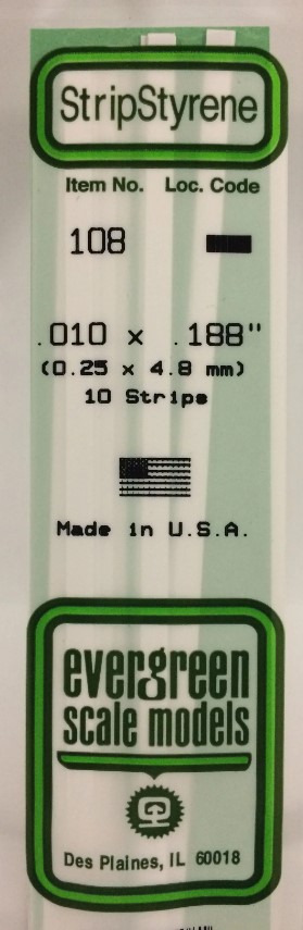 Listello polistirene 0.25x4.8 mm evergreen EV108