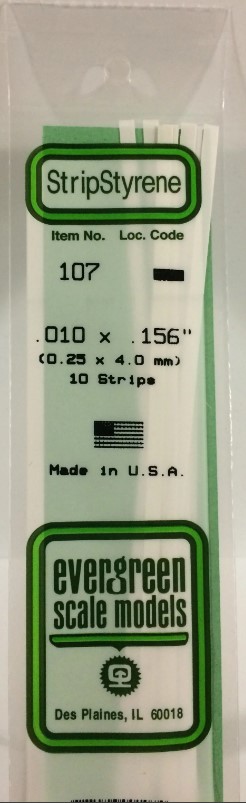 Listello polistirene 0.25x4 mm evergreen EV107