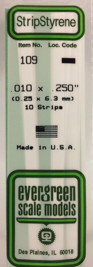 Listello polistirene 0.25x6.3 mm evergreen EV109